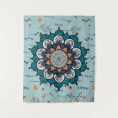 Tenture Boho Hippie Mandala avec fleurs orange (Devant)