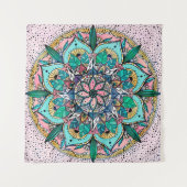 Tenture Boho Mandala couleur aquarelle Floral (Devant (Horizontal))