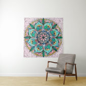 Tenture Boho Mandala couleur aquarelle Floral (En situation)