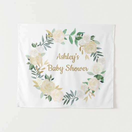 Tenture Boho Mariage de automne Backdrop Gold White Baby s (Devant (Horizontal))