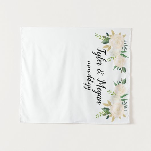 Tenture Boho Mariage de automne Backdrop, Mariage Gold Whi (Devant (Horizontal))