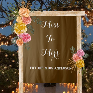 Tenture Boho "Miss to Mrs" Fête des mariées personnalisée