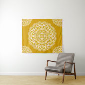 Tenture Boho Mustard Yellow Mandala (En situation (horizontale))