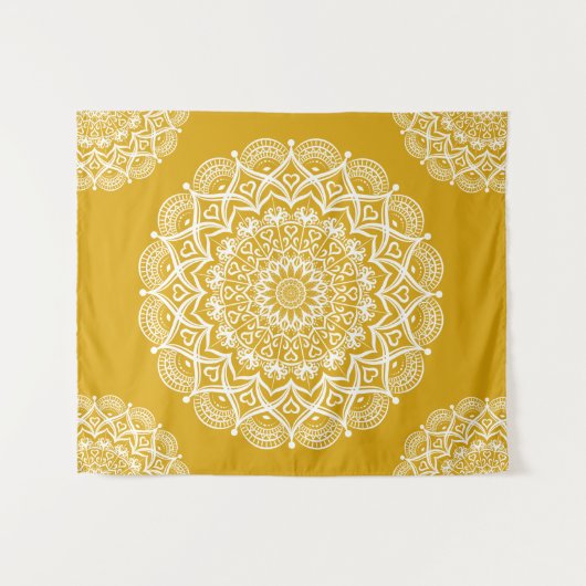 Tenture Boho Mustard Yellow Mandala (Devant (Horizontal))