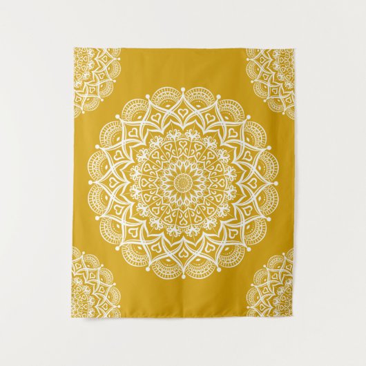 Tenture Boho Mustard Yellow Mandala (Devant)