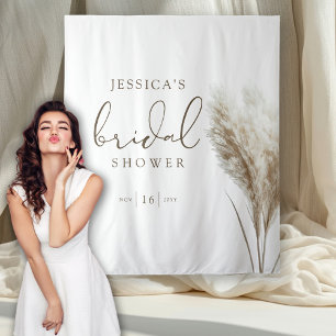 Tenture Boho Neutral Fluffy Pampas Grass Fête des mariées