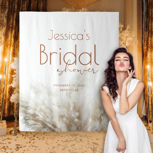 Tenture Boho Neutre Fête de Mariage avec Herbe de la Pampa