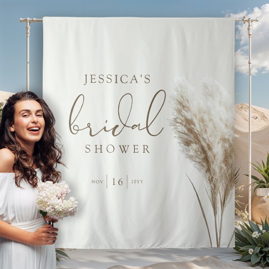 Tenture Boho Neutre Fluffy Pampas Fête de Mariage