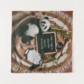 Tenture Boho neutre Grossesse Faire-part Cute Panda (Devant (Horizontal))