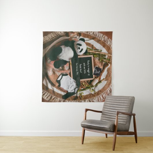 Tenture Boho neutre Grossesse Faire-part Cute Panda (En situation (horizontale))