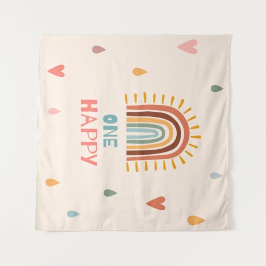 Tenture Boho One premier anniversaire Arc-en-ciel  (Devant (Horizontal))