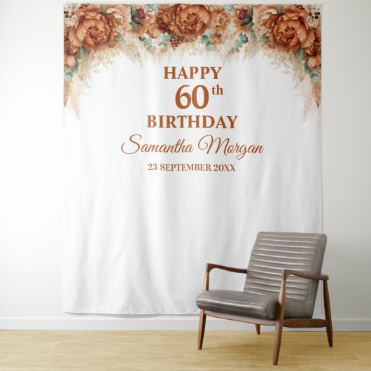 Tenture Boho pampas tropicale palmier 60e anniversaire (En situation)