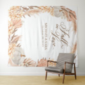 Tenture Boho Pampas White Pumpkin backdrop fall banner  (En situation (horizontale))