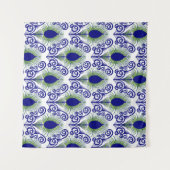 Tenture Boho Peacock en plumes Bijou Tone-Blue Vert (Devant (Horizontal))