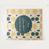 Tenture Boho Personnalisé Lune Soleil Étoiles Bleu Jaune (Devant (Horizontal))