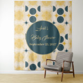 Tenture Boho Personnalisé Lune Soleil Étoiles Bleu Jaune (En situation)