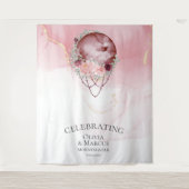 Tenture BOHO Pleine Lune Rose Poussiéreux Aquarelle Célest (Devant)