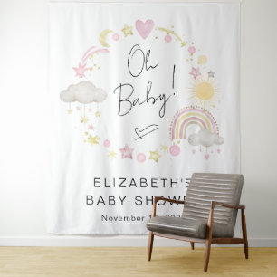 Tenture Boho Rainbow Baby Girl Douche Accueil fond