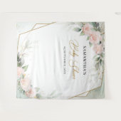 Tenture Boho rose rose rousse roses verdure baby shower or (Devant (Horizontal))