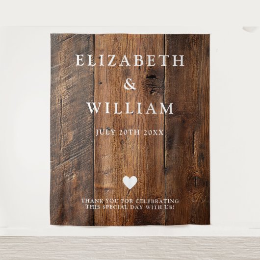 Tenture Boho rustique Grange Bois Photo Booth Arrière-plan (Devant)