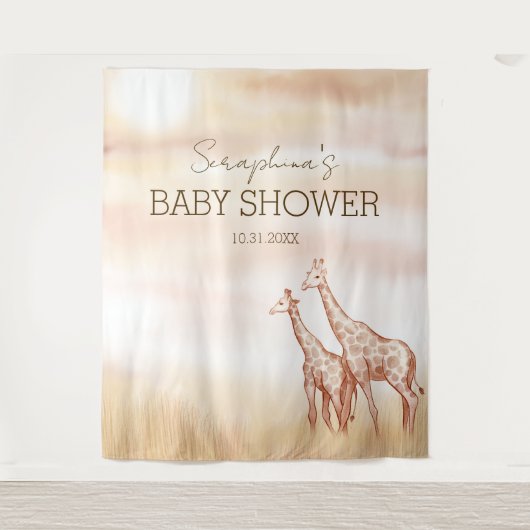 Tenture Boho Safari Giraffe Baby shower (Devant)