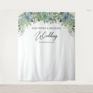 Tenture Boho succulent eucalyptus mariage cadre or