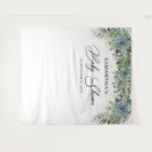Tenture Boho succulentes eucalyptus cadre doré baby shower (Devant (Horizontal))