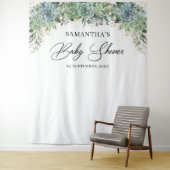 Tenture Boho succulentes eucalyptus cadre doré baby shower (En situation)
