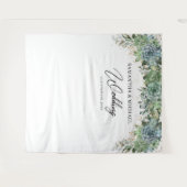 Tenture Boho succulentes eucalyptus cadre doré mariage (Devant (Horizontal))