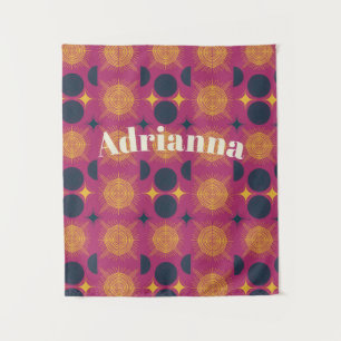 Tenture Boho Sun Moon Stars rose bleu jaune