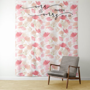 Tenture Boho Tropical Floral Mr et Mrs Mariage Photo