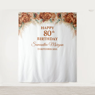 Tenture Boho tropical herbe des pampas palmier 80e anniver