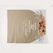 Tenture Boho tropical pampas herbe palme cadre d'anniversa (Devant (Horizontal))