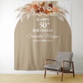 Tenture Boho tropical pampas herbe palme cadre d'anniversa (En situation)