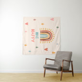 Tenture Boho Un premier anniversaire arc-en-ciel (En situation (horizontale))