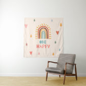 Tenture Boho Un premier anniversaire arc-en-ciel (En situation)