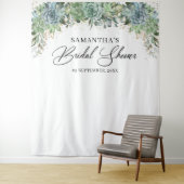 Tenture Boho végétation plantes grasses cadre doré douche  (En situation)