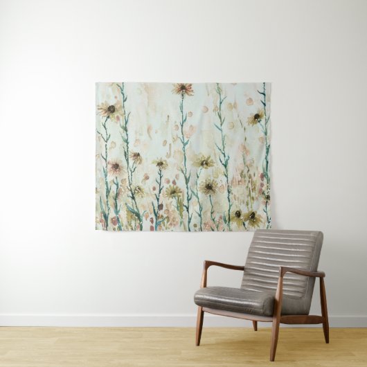 Tenture Boho Vintage Fleurs sauvages beige (En situation (horizontale))
