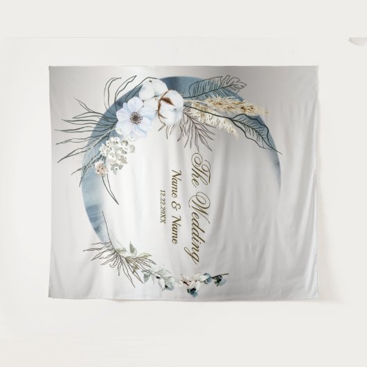 Tenture Boho White Orchidée Fleurs Blue Moon Elegant Party (Devant (Horizontal))