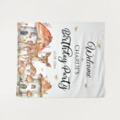 Tenture Boho Woodland Animaux fête d'anniversaire Bienvenu (Devant (Horizontal))