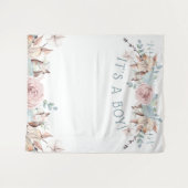 Tenture Bois BOHO Virtual Boy Baby shower Backdrop (Devant (Horizontal))