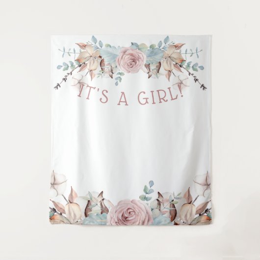 Tenture Bois BOHO Virtual Girl Baby shower fond (Devant)