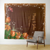 Tenture Bois foncé rustique Orange Mariage Floral (En situation (horizontale))