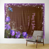 Tenture Bois foncé rustique violet Mariage floral fond (En situation (horizontale))