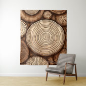 Tenture Bois rond troncs d'arbres en bois forêt boisée (En situation)