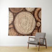 Tenture Bois rond troncs d'arbres en bois forêt boisée (En situation (horizontale))