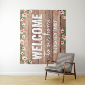 Tenture Bois Rustique Bienvenue À Notre Maison Personnalis (En situation)