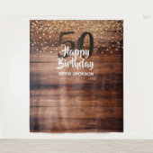 Tenture Bois rustique Joyeux Anniversaire Année Photo Cont (Devant)