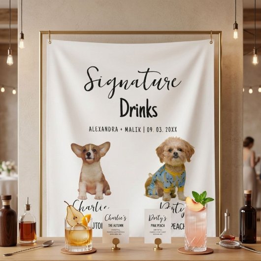 Tenture Boisson de signature de calligraphie de chien de c