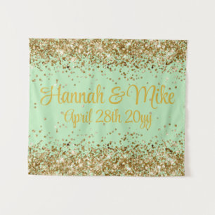 Tenture Boîte à photos de mariage personnalisée vert menth
